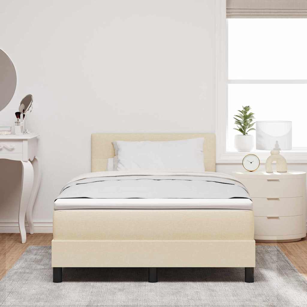 vidaXL Κρεβάτι με ελατήρια με κεφαλάρι Κρεμ 120 x 200 cm ύφασμα