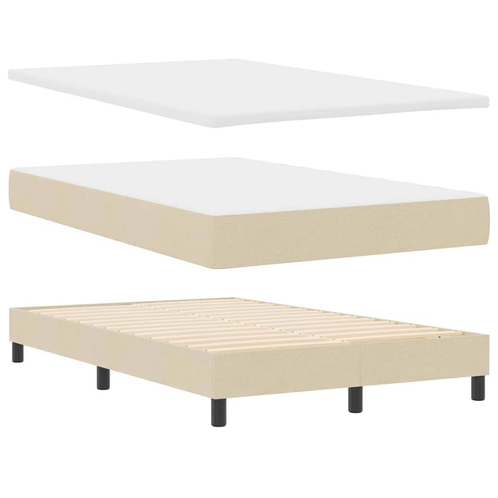 vidaXL Κρεβάτι με ελατήρια με κεφαλάρι Κρεμ 120 x 200 cm ύφασμα
