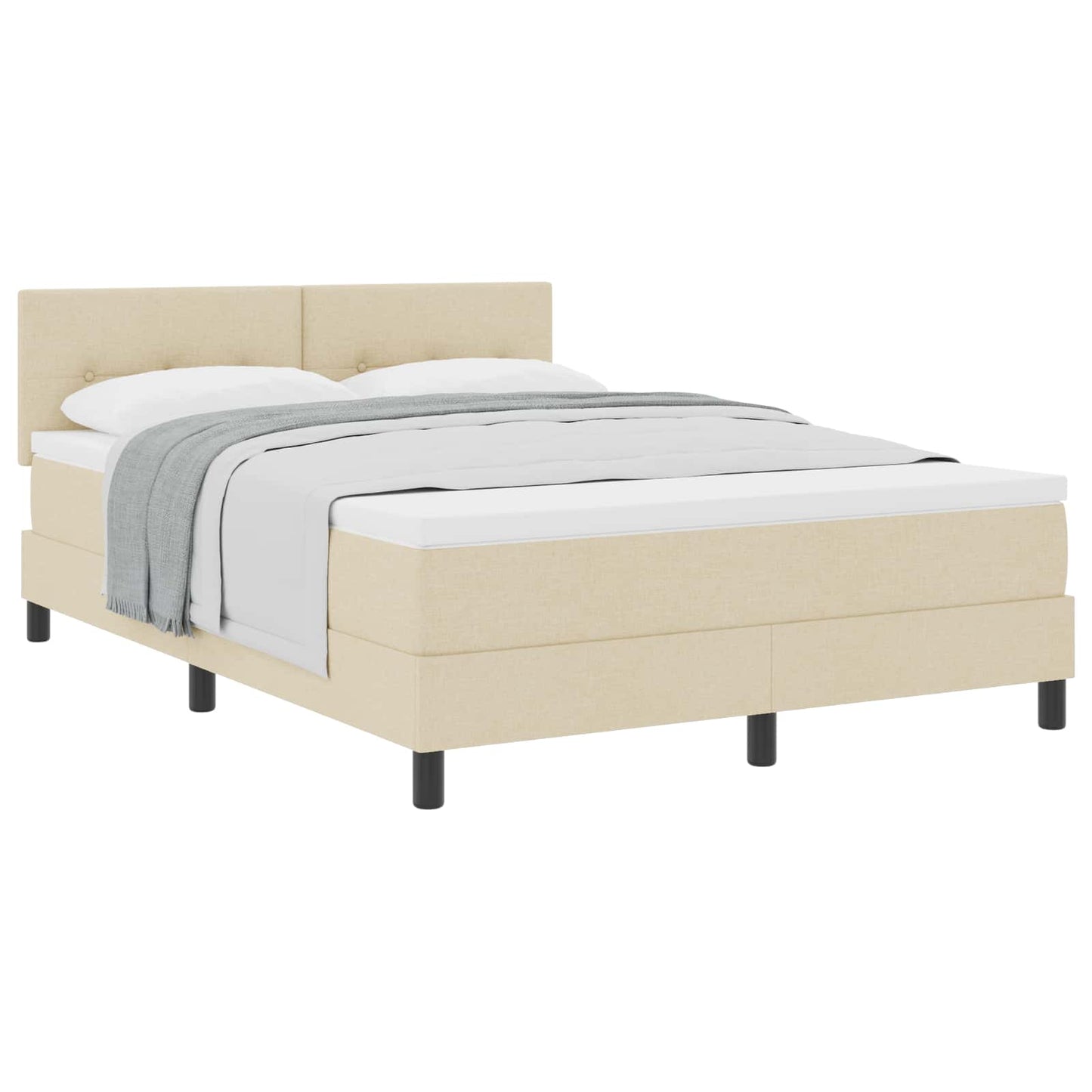 vidaXL Κρεβάτι με ελατήρια με κεφαλάρι Κρεμ 140 x 200 cm ύφασμα
