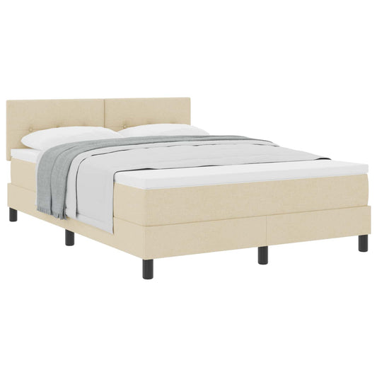 vidaXL Κρεβάτι με ελατήρια με κεφαλάρι Κρεμ 160 x 200 cm ύφασμα
