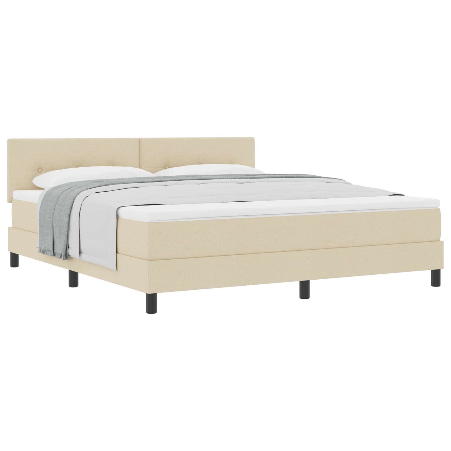 vidaXL Κρεβάτι με ελατήρια με κεφαλάρι Κρεμ 180 x 200 cm ύφασμα