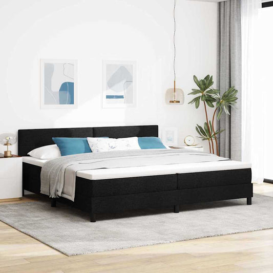 vidaXL Κρεβάτι με ελατήρια με κεφαλάρι Μαύρο 200 x 200 cm ύφασμα