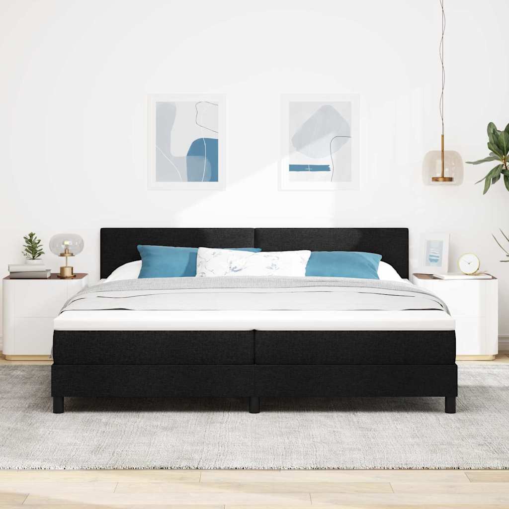 vidaXL Κρεβάτι με ελατήρια με κεφαλάρι Μαύρο 200 x 200 cm ύφασμα