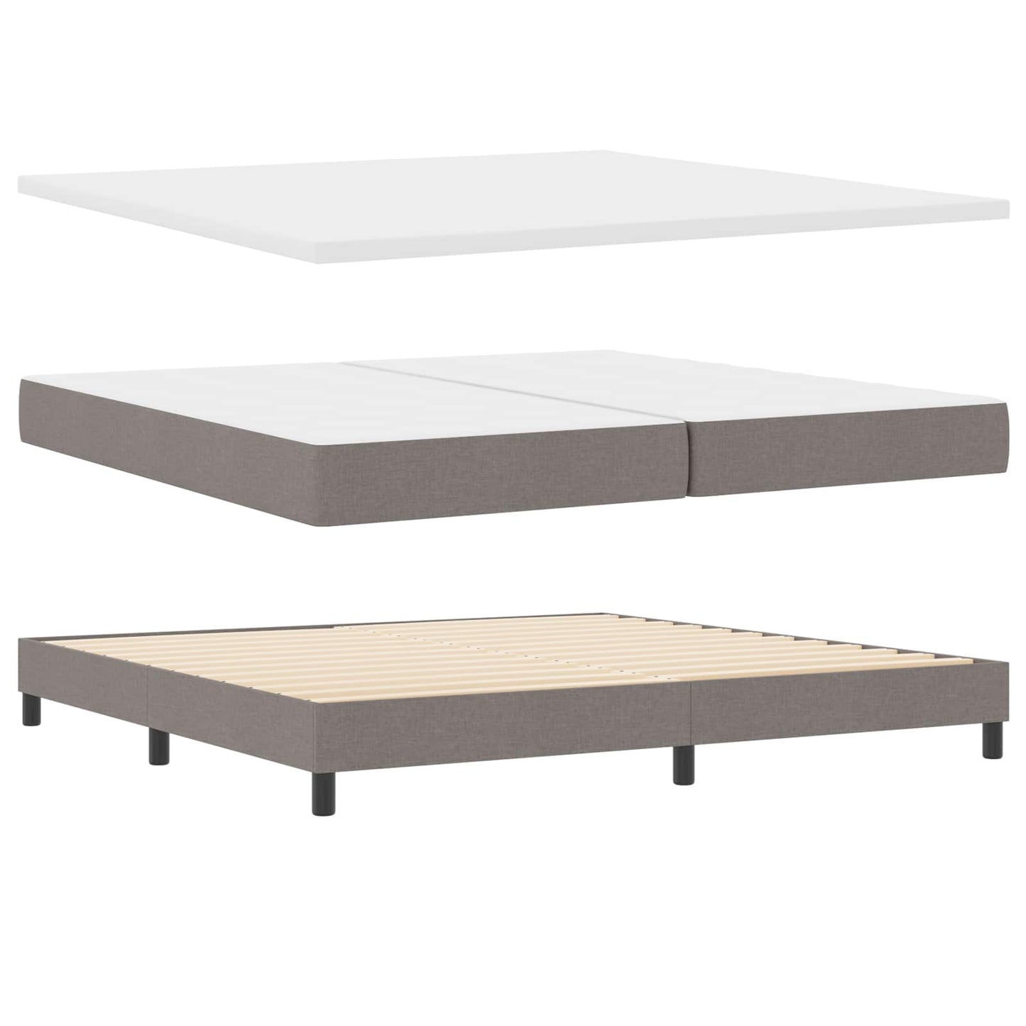 vidaXL Κρεβάτι με ελατήρια με κεφαλάρι Taupe 200 x 200 cm ύφασμα