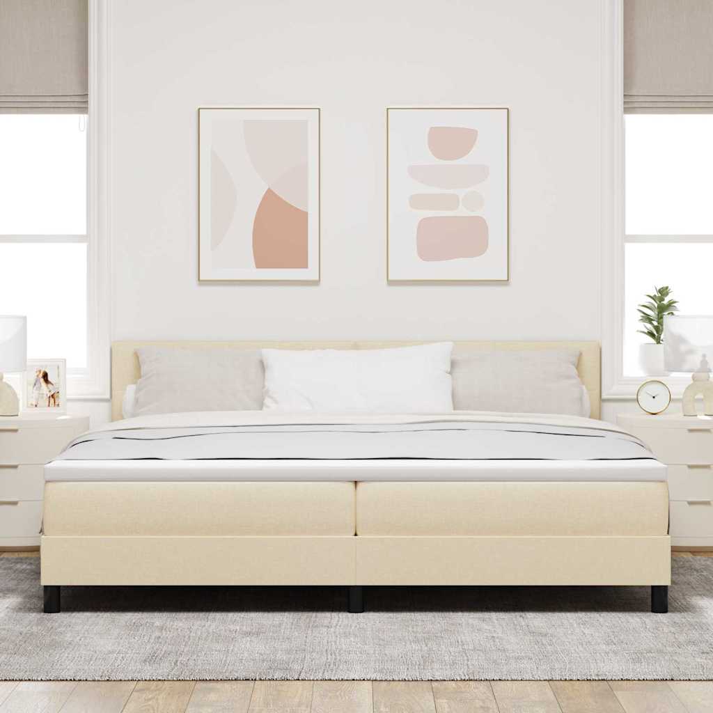 vidaXL Κρεβάτι με ελατήρια με κεφαλάρι Κρεμ 200 x 200 cm ύφασμα