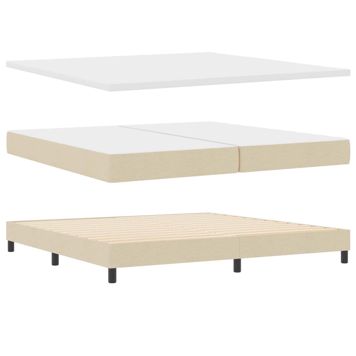 vidaXL Κρεβάτι με ελατήρια με κεφαλάρι Κρεμ 200 x 200 cm ύφασμα