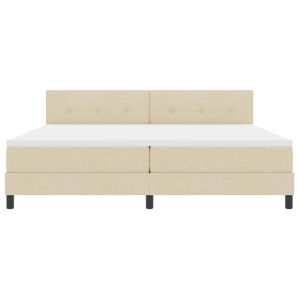 vidaXL Κρεβάτι με ελατήρια με κεφαλάρι Κρεμ 200 x 200 cm ύφασμα