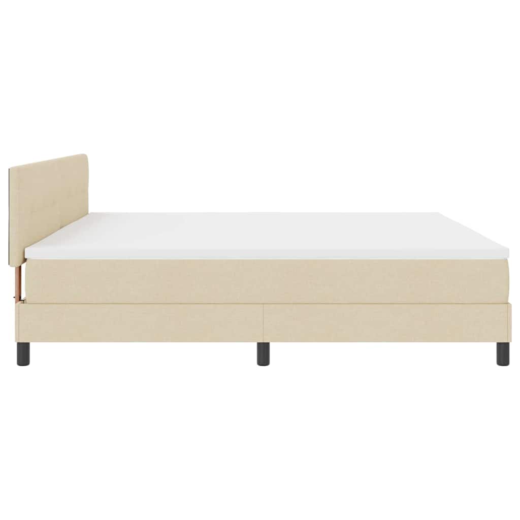 vidaXL Κρεβάτι με ελατήρια με κεφαλάρι Κρεμ 200 x 200 cm ύφασμα