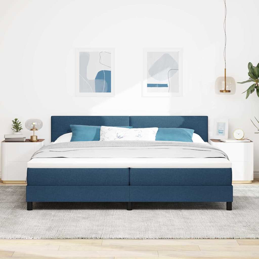 vidaXL Κρεβάτι με ελατήρια με κεφαλάρι Μπλε 200 x 200 cm ύφασμα