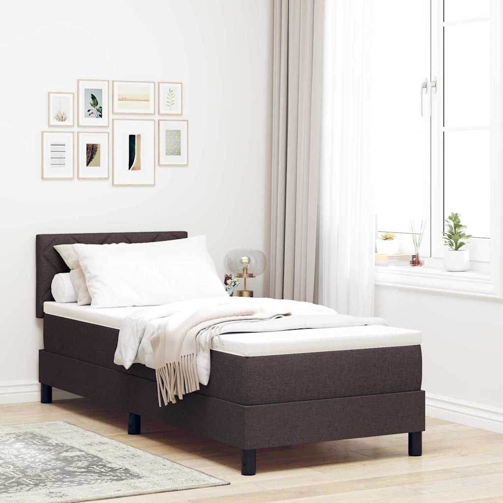 vidaXL Κρεβάτι box spring με στρώμα Σκούρο Καφέ 80 x 200 cm ύφασμα