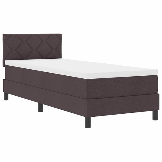 vidaXL Κρεβάτι box spring με στρώμα Σκούρο Καφέ 80 x 200 cm ύφασμα