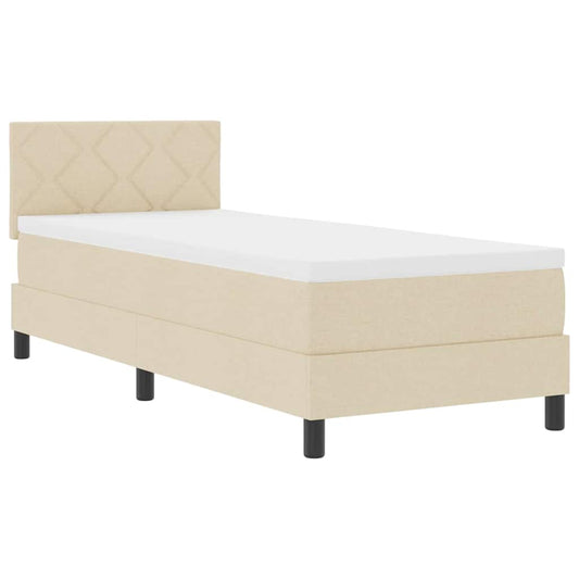 vidaXL Κρεβάτι box spring με στρώμα με στρώμα Κρεμ 80 x 200 cm ύφασμα