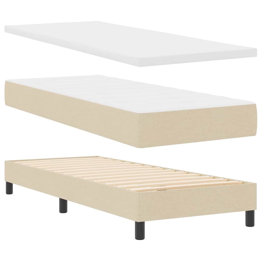 vidaXL Κρεβάτι box spring με στρώμα με στρώμα Κρεμ 80 x 200 cm ύφασμα