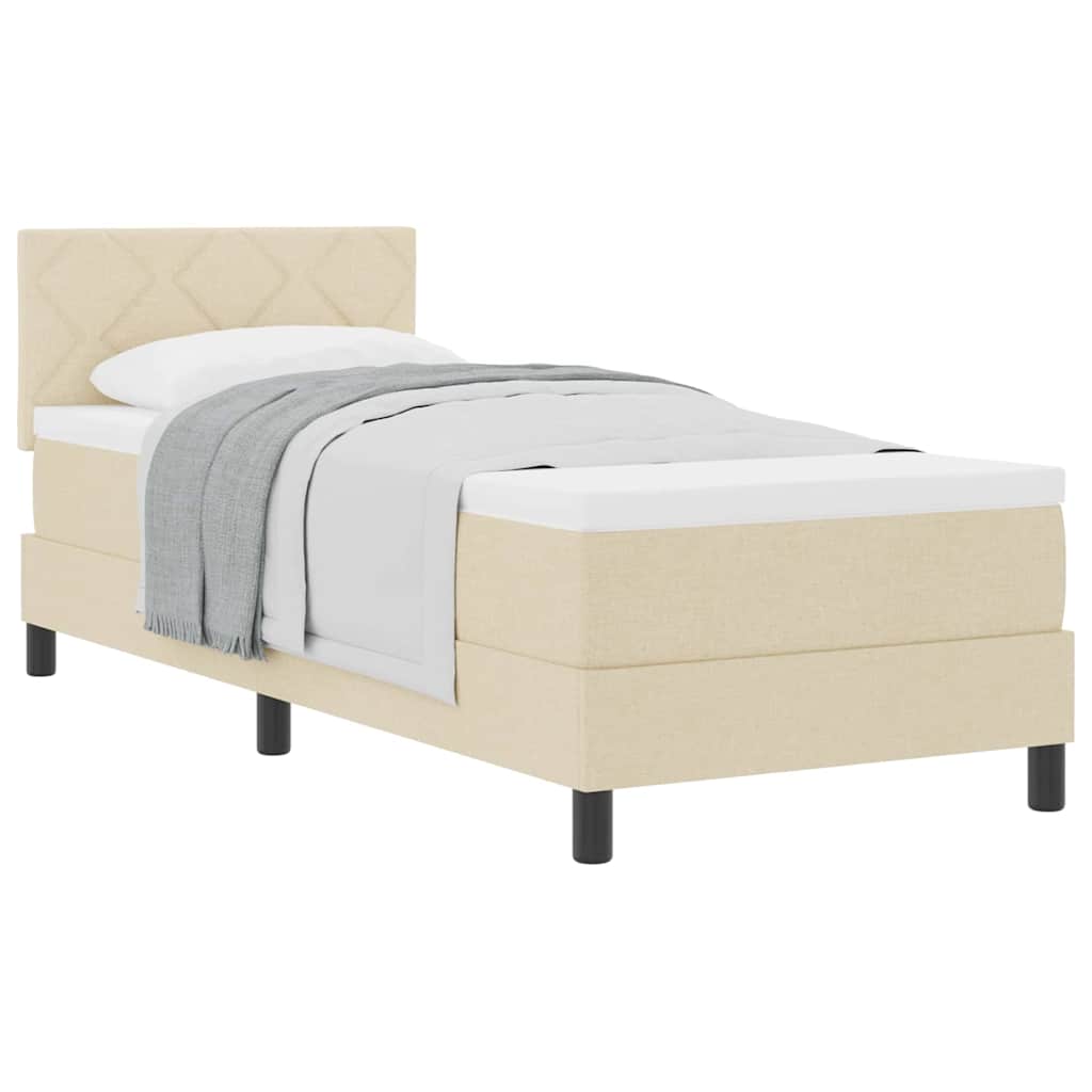 vidaXL Κρεβάτι box spring με στρώμα με στρώμα Κρεμ 80 x 200 cm ύφασμα