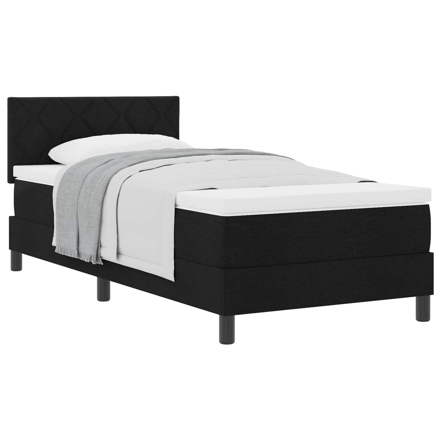 vidaXL Κρεβάτι με ελατήρια με κεφαλάρι Μαύρο 90 x 190 cm ύφασμα