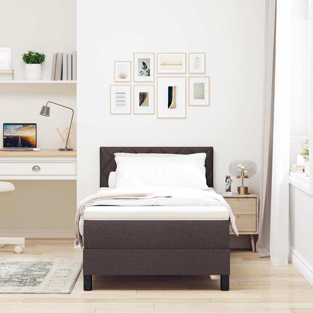 vidaXL Κρεβάτι box spring με στρώμα με στρώμα Σκούρο καφέ Σκούρο καφέ