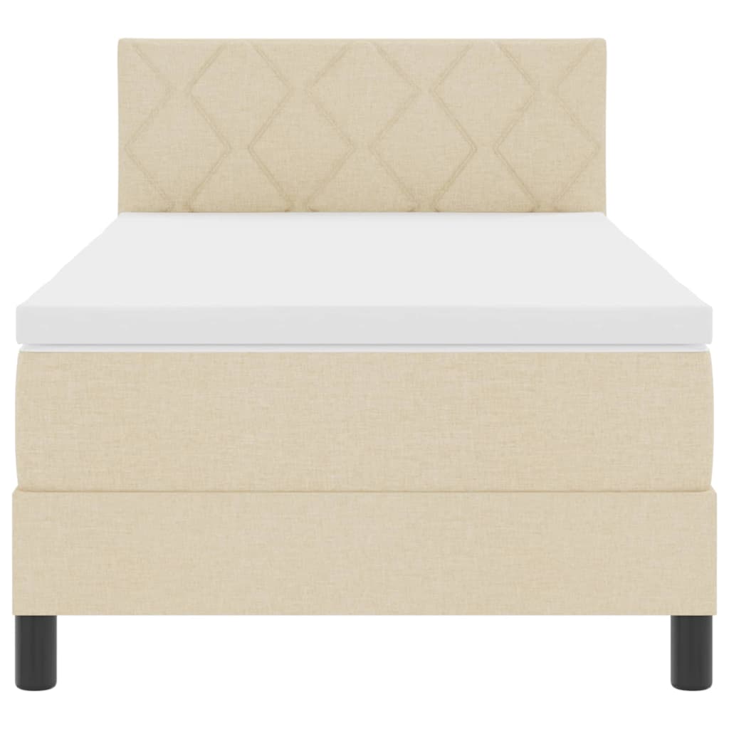 vidaXL Κρεβάτι box spring με στρώμα με στρώμα Κρεμ 90 x 190 cm ύφασμα