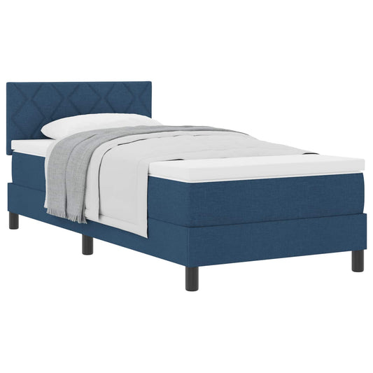 vidaXL Κρεβάτι με ελατήρια με κεφαλάρι Μπλε 90 x 190 cm ύφασμα
