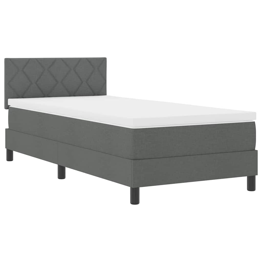 vidaXL Κρεβάτι Box Spring με Στρώμα Σκούρο Γκρι 90x200 εκ. Ύφασμα