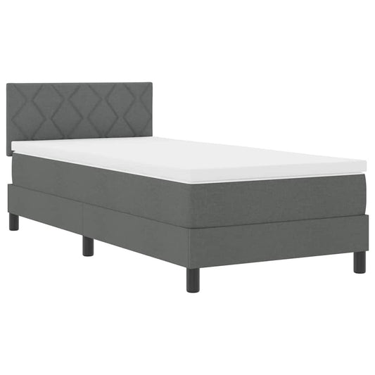 vidaXL Κρεβάτι Box Spring με Στρώμα Σκούρο Γκρι 90x200 εκ. Ύφασμα