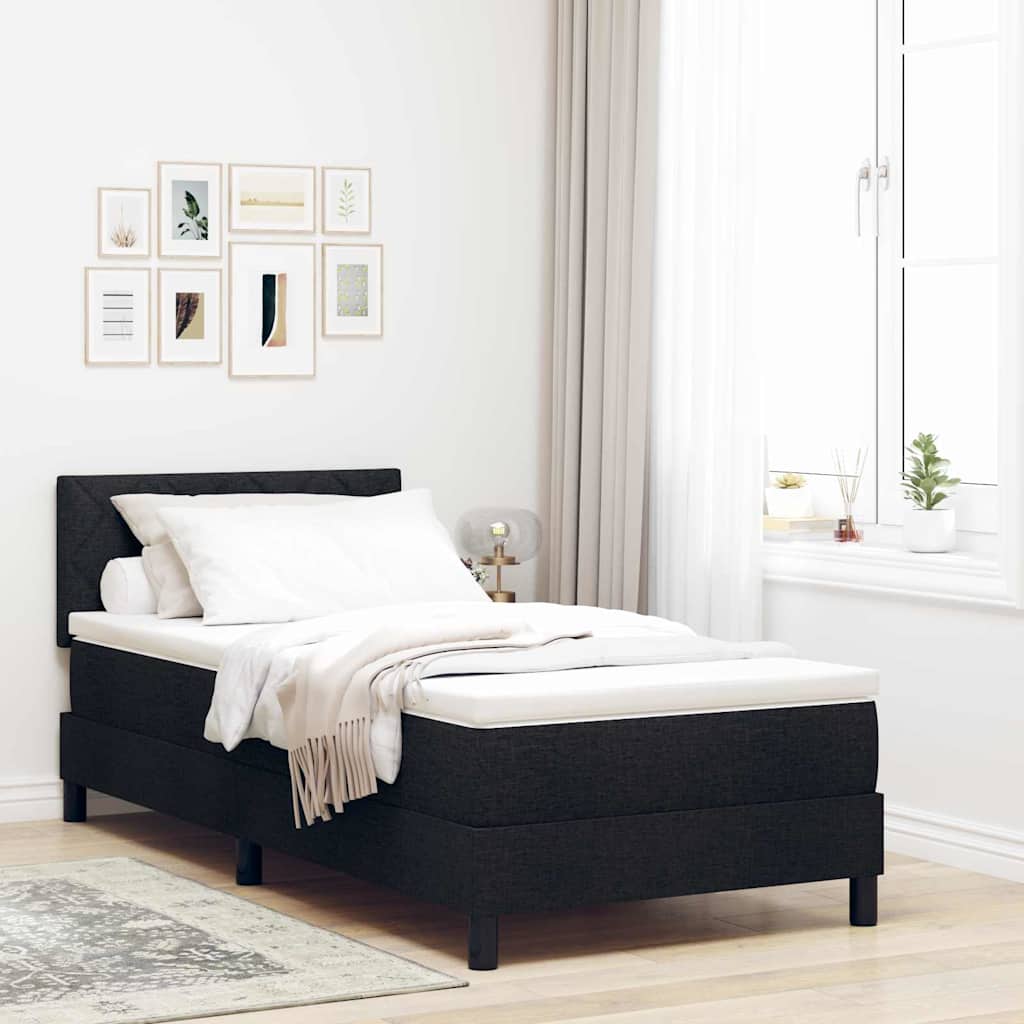 vidaXL Box Spring Κρεβάτι με Στρώμα Μαύρο 90x200 εκ. Υφάσματος
