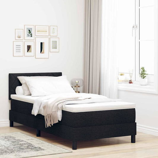 vidaXL Box Spring Κρεβάτι με Στρώμα Μαύρο 90x200 εκ. Υφάσματος