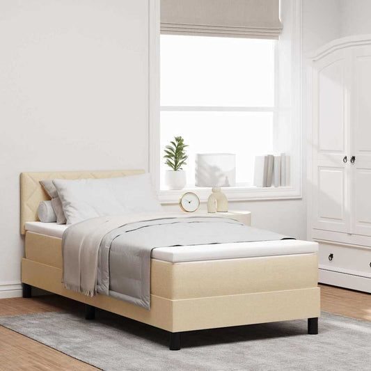 vidaXL Κρεβάτι με ελατήρια με μαξιλάρι Κρεμ 90 x 200 cm ύφασμα
