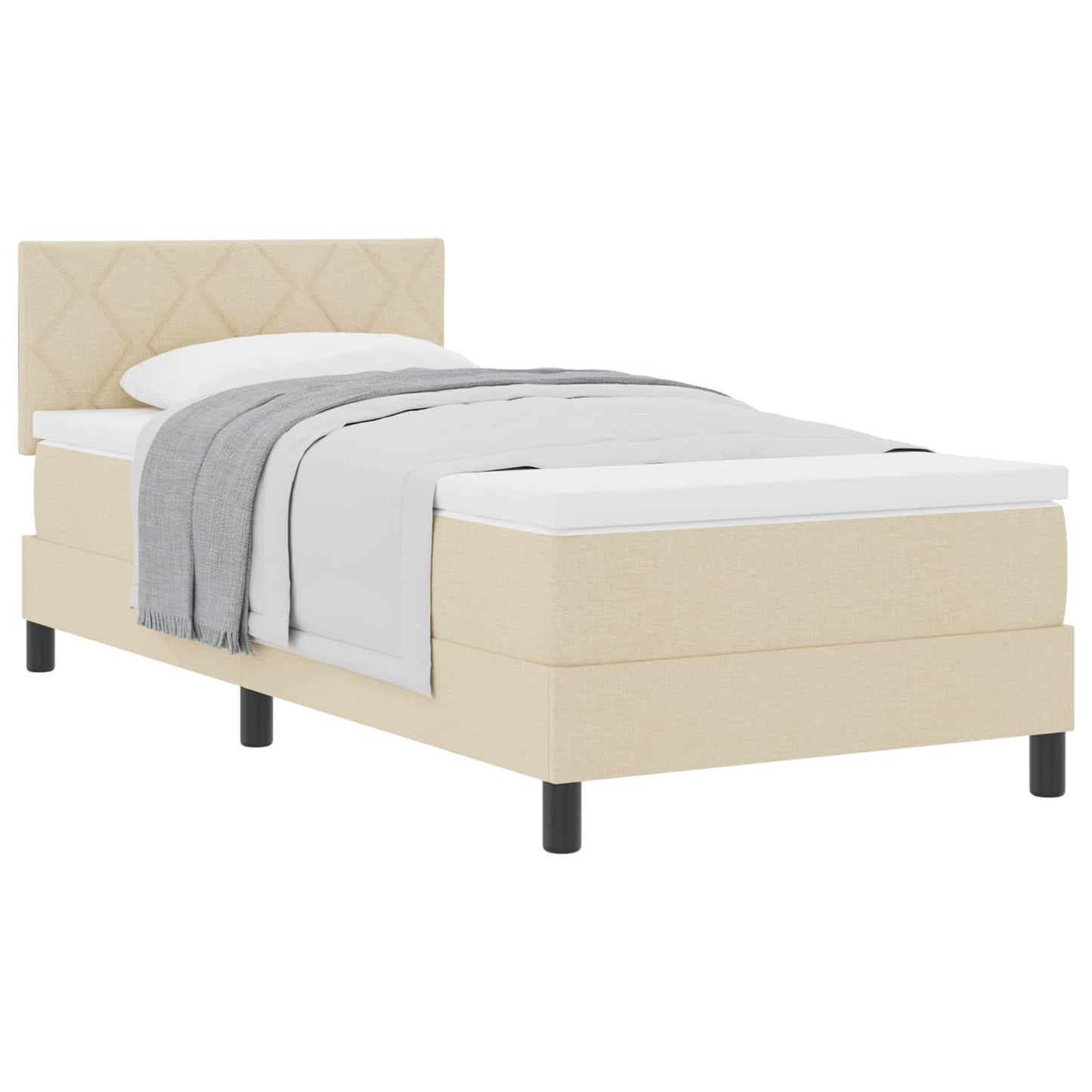 vidaXL Κρεβάτι με ελατήρια με μαξιλάρι Κρεμ 90 x 200 cm ύφασμα