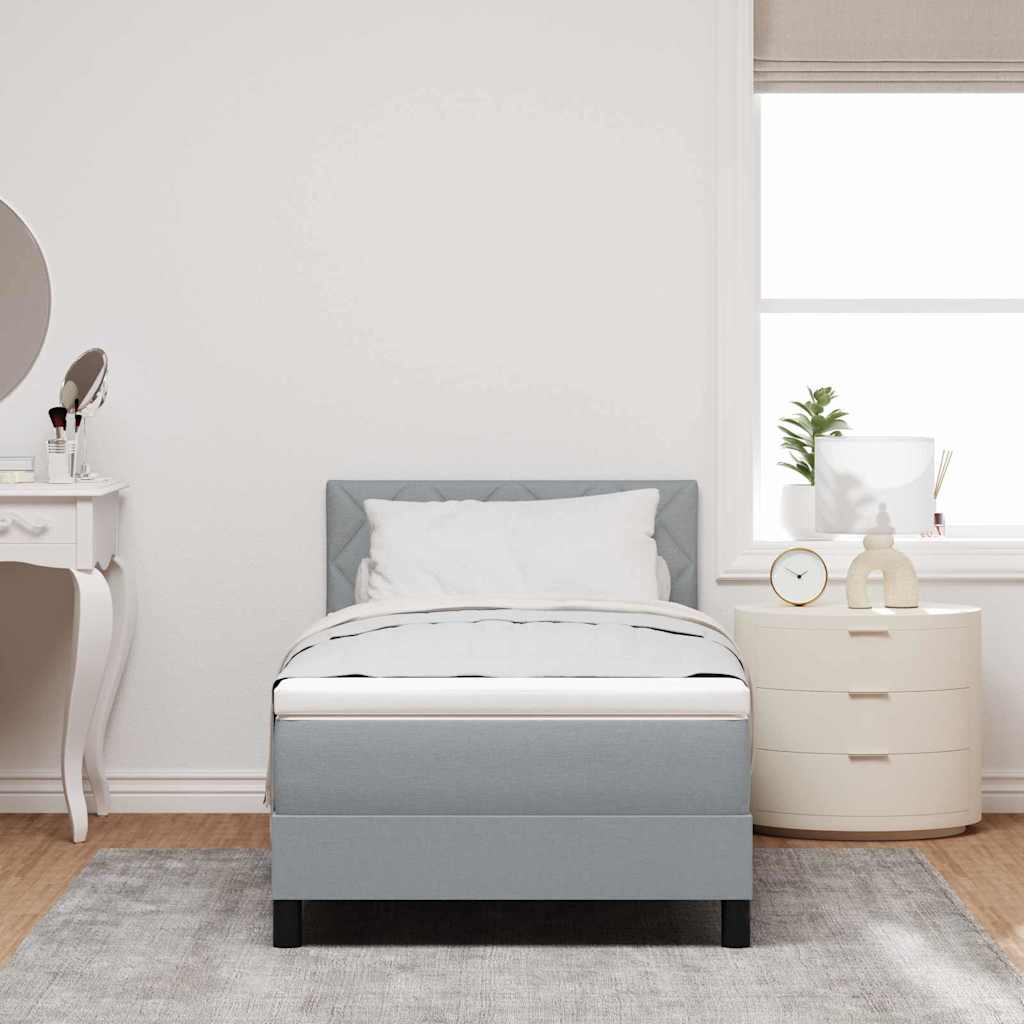 vidaXL Box Spring Bed με Στρώμα Ανοιχτό Γκρι 100x200 εκ. Ύφασμα