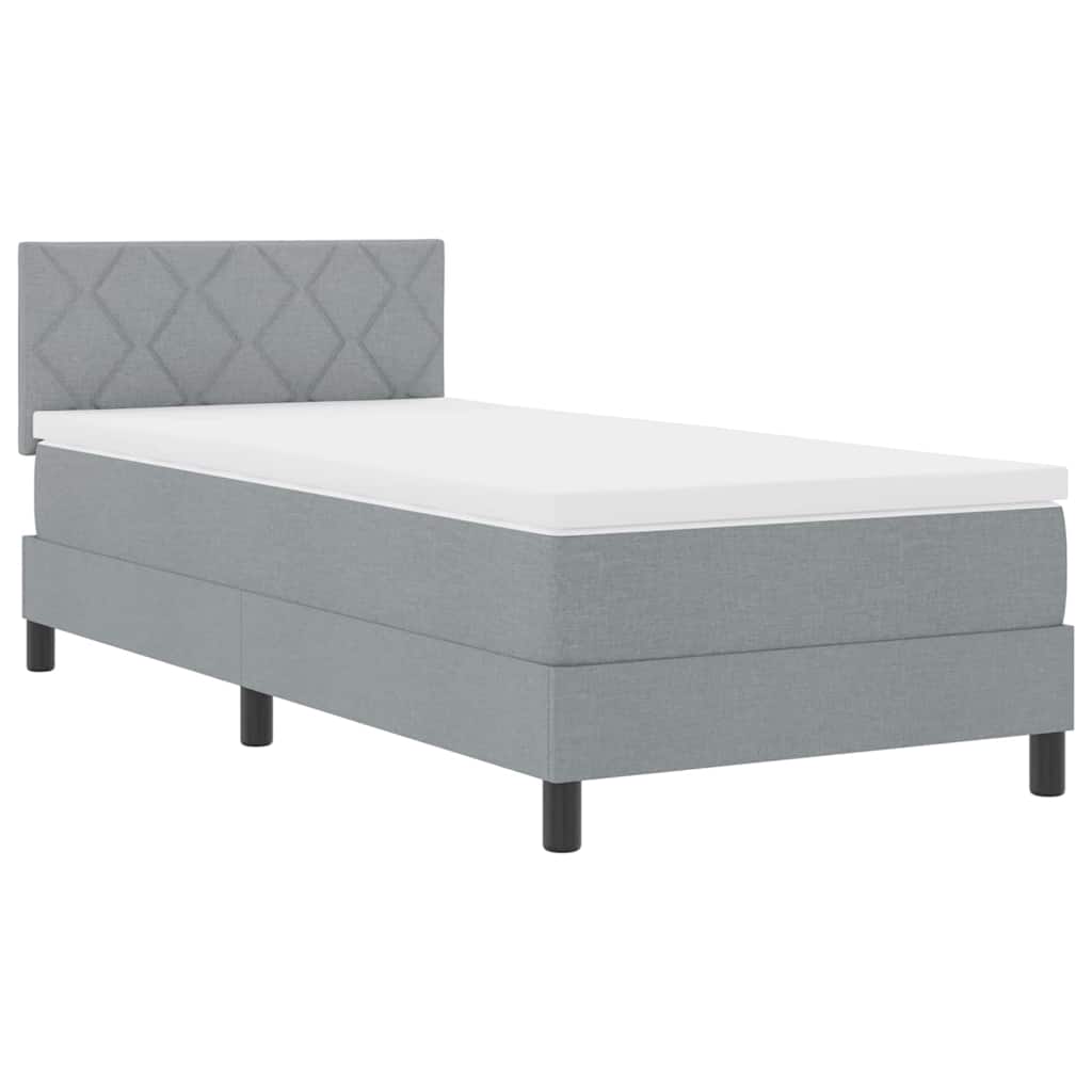 vidaXL Box Spring Bed με Στρώμα Ανοιχτό Γκρι 100x200 εκ. Ύφασμα