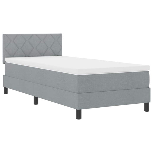 vidaXL Box Spring Bed με Στρώμα Ανοιχτό Γκρι 100x200 εκ. Ύφασμα