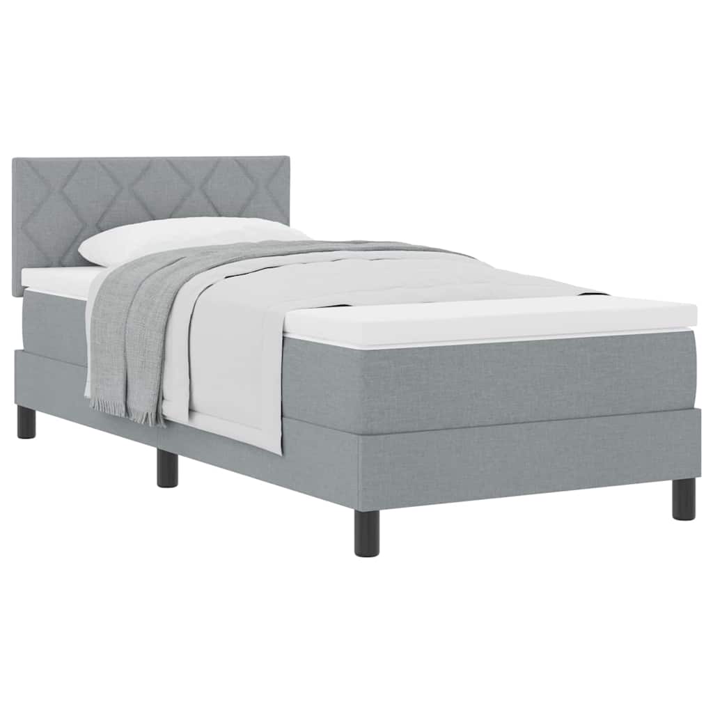 vidaXL Box Spring Bed με Στρώμα Ανοιχτό Γκρι 100x200 εκ. Ύφασμα