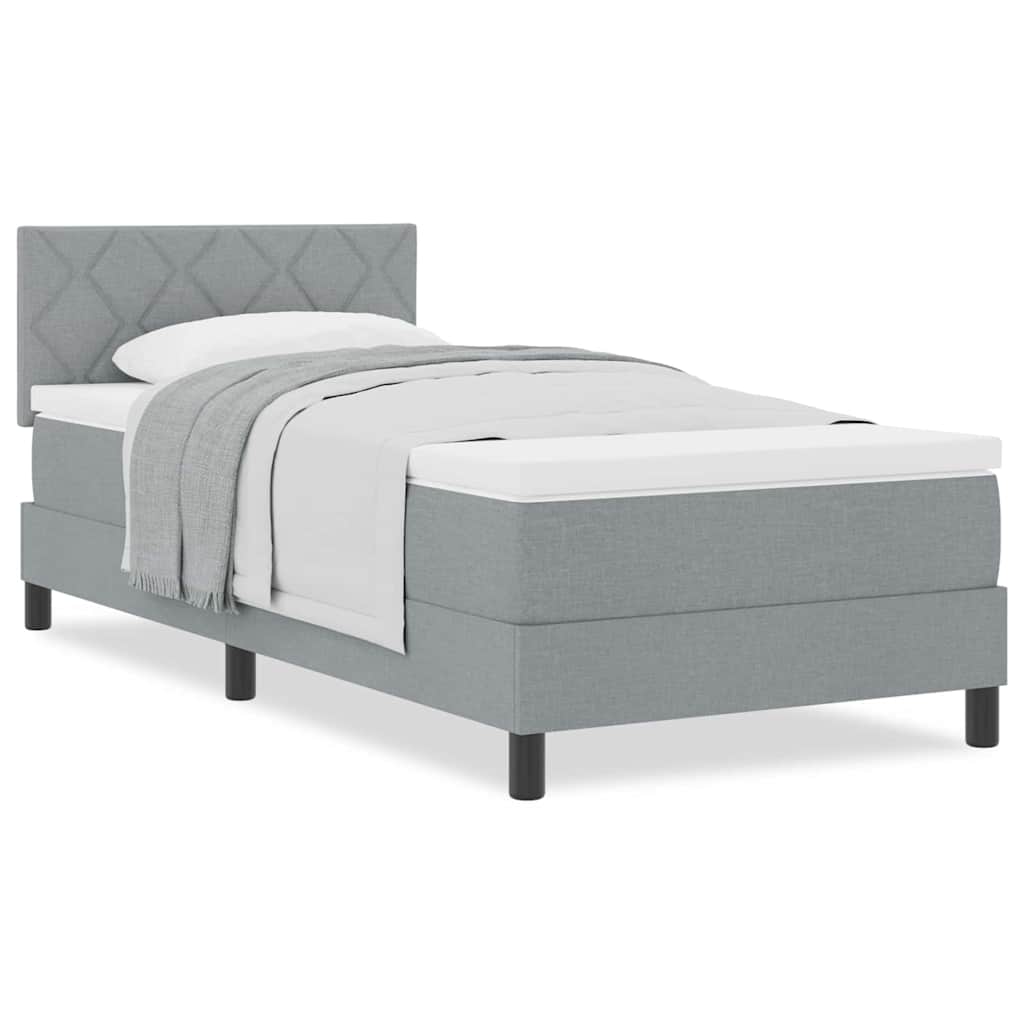 vidaXL Box Spring Bed με Στρώμα Ανοιχτό Γκρι 100x200 εκ. Ύφασμα