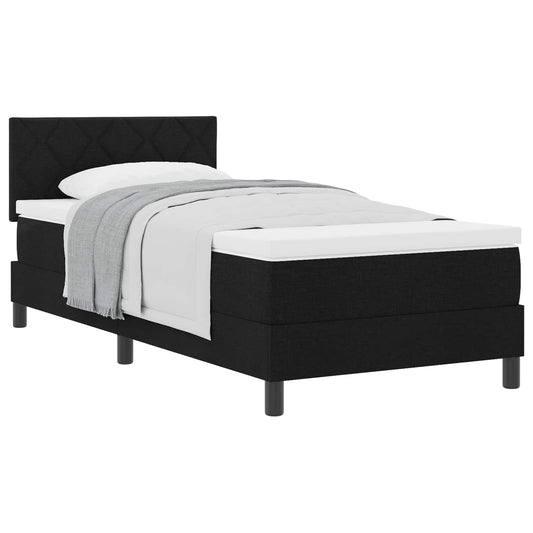 vidaXL Κρεβάτι με ελατήρια με κεφαλάρι Μαύρο 100 x 200 cm ύφασμα