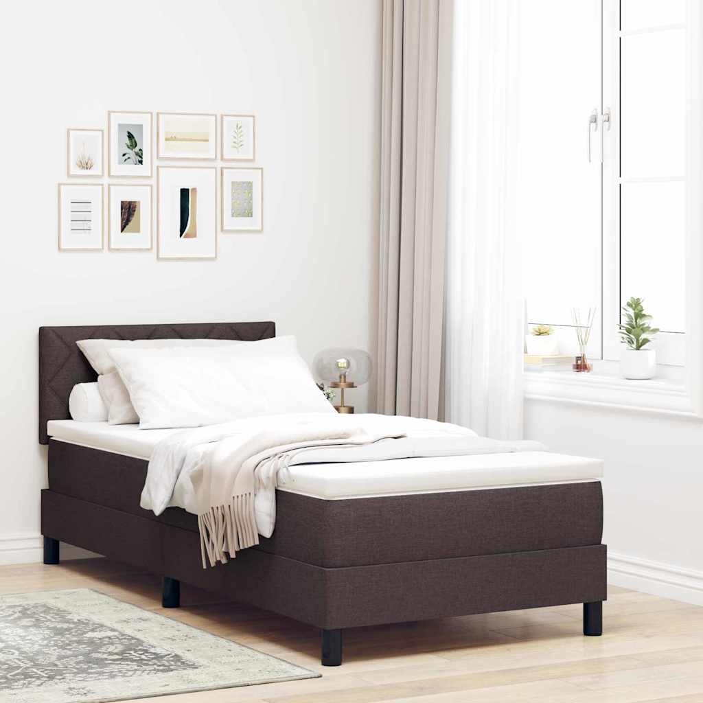 vidaXL Κρεβάτι box spring με στρώμα Σκούρο Καφέ 100 x 200 cm ύφασμα