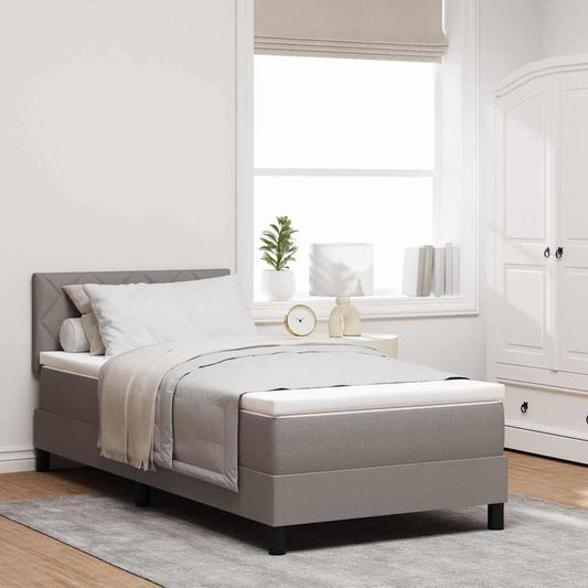 vidaXL Κρεβάτι box spring με στρώμα Taupe 100 x 200 cm ύφασμα