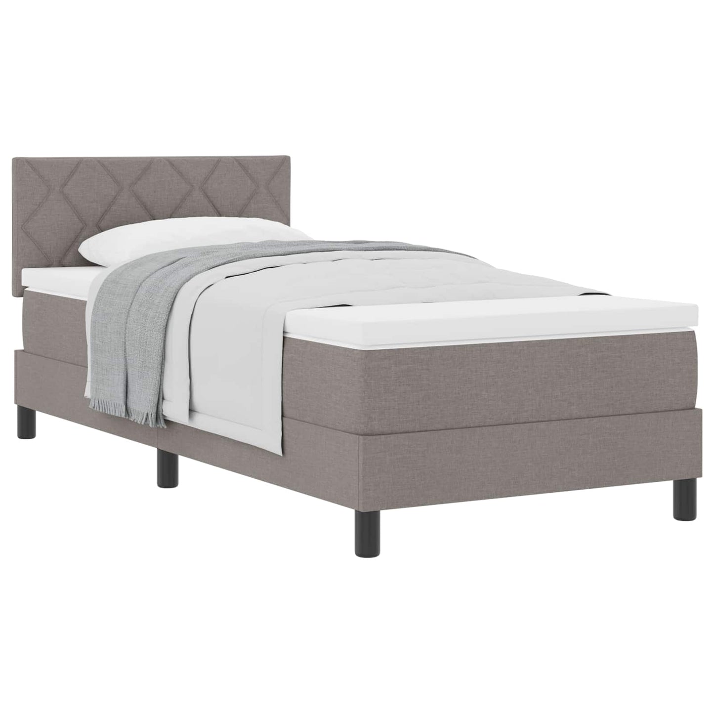 vidaXL Κρεβάτι με ελατήρια με κεφαλάρι Taupe 100 x 200 cm ύφασμα