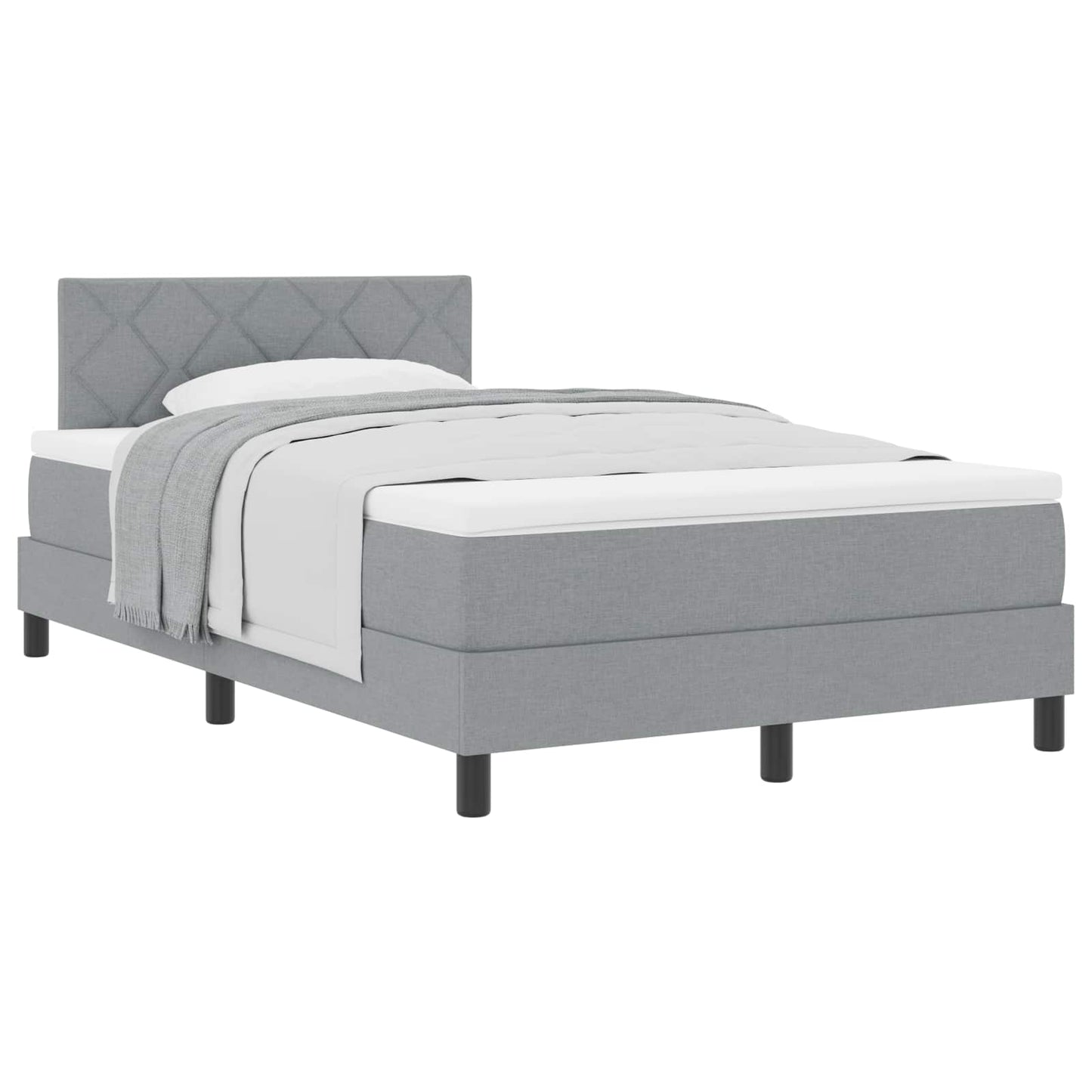 vidaXL Κρεβάτι με ελατήρια Ανοιχτό γκρι 120 x 190 cm ύφασμα