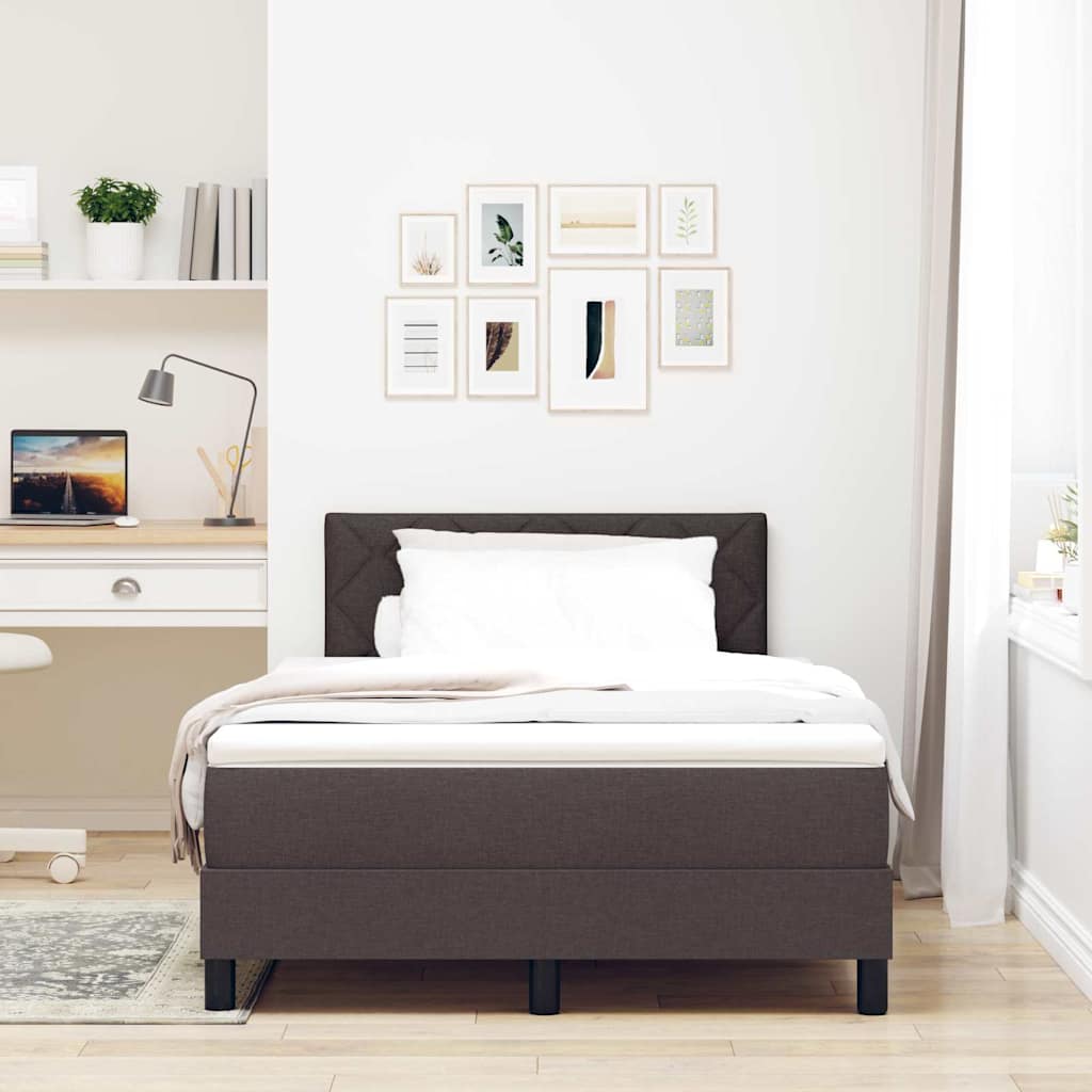 vidaXL Κρεβάτι box spring με στρώμα Σκούρο Καφέ 120 x 190 cm ύφασμα