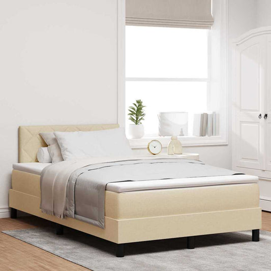 vidaXL Κρεβάτι με ελατήρια με μαξιλάρι Κρεμ 120 x 190 cm ύφασμα