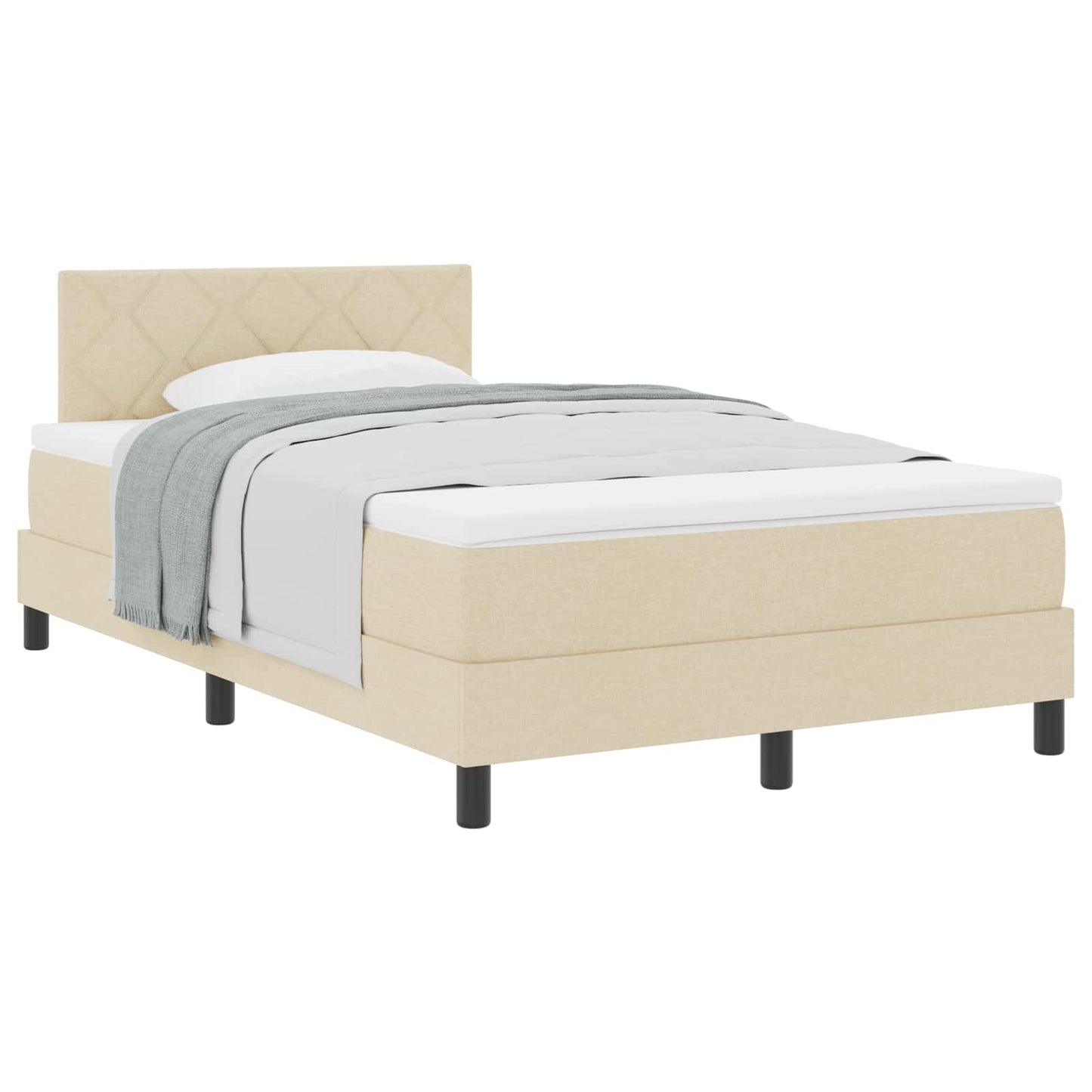 vidaXL Κρεβάτι με ελατήρια με μαξιλάρι Κρεμ 120 x 190 cm ύφασμα