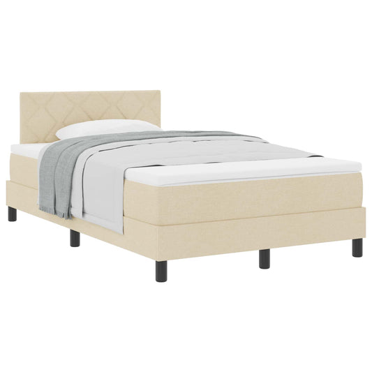 vidaXL Κρεβάτι με ελατήρια με κεφαλάρι Κρεμ 120 x 200 cm ύφασμα