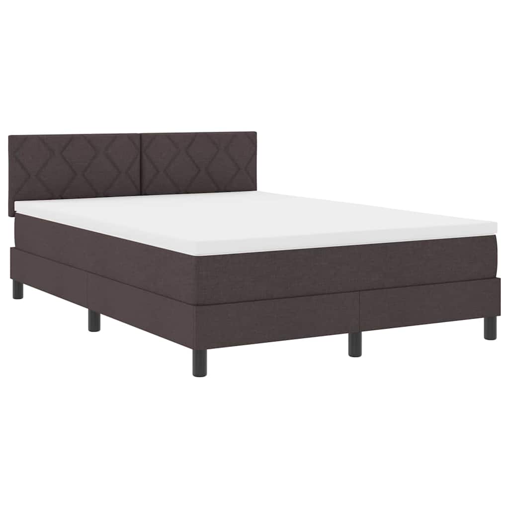 vidaXL Κρεβάτι box spring με στρώμα Σκούρο Καφέ 140 x 200 cm ύφασμα