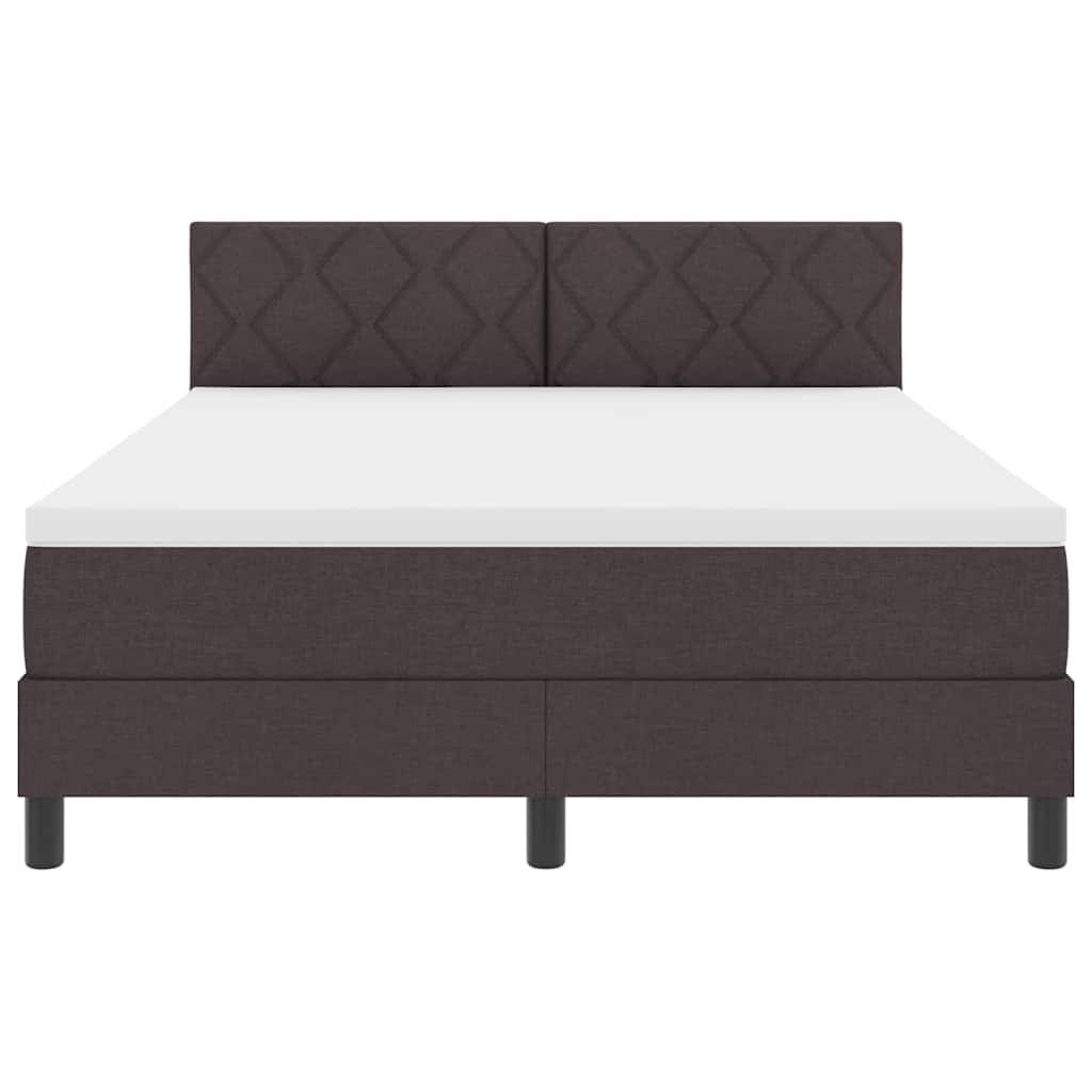 vidaXL Κρεβάτι box spring με στρώμα Σκούρο Καφέ 140 x 200 cm ύφασμα