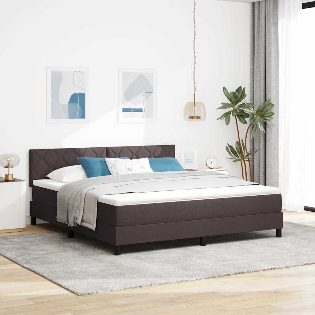 vidaXL Κρεβάτι box spring με στρώμα Σκούρο Καφέ 180 x 200 cm ύφασμα