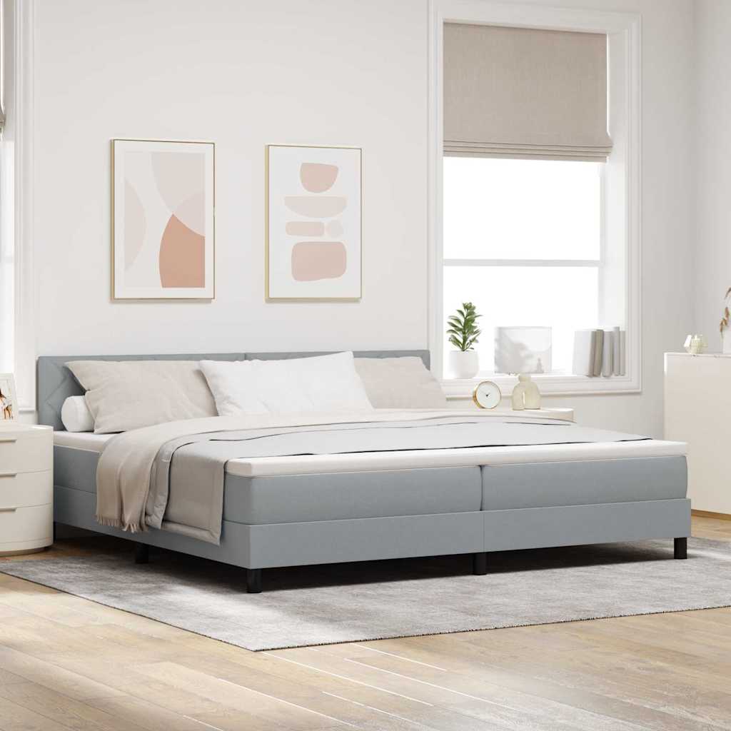 vidaXL Κρεβάτι box spring με στρώμα Ανοιχτό γκρι 200 x 200 cm ύφασμα
