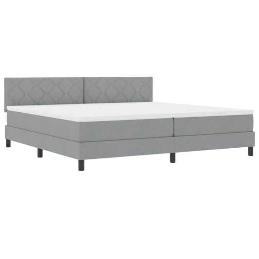 vidaXL Κρεβάτι box spring με στρώμα Ανοιχτό γκρι 200 x 200 cm ύφασμα