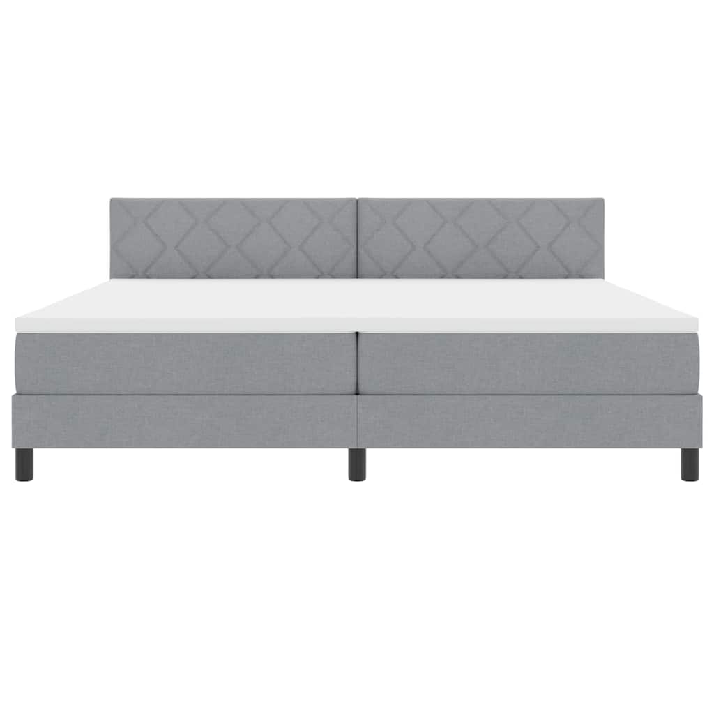 vidaXL Κρεβάτι box spring με στρώμα Ανοιχτό γκρι 200 x 200 cm ύφασμα