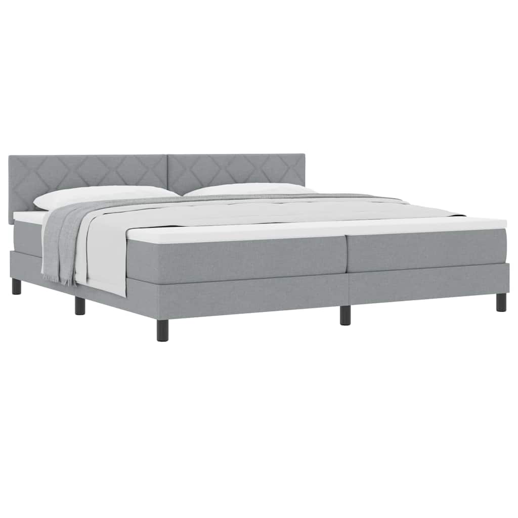 vidaXL Κρεβάτι box spring με στρώμα Ανοιχτό γκρι 200 x 200 cm ύφασμα