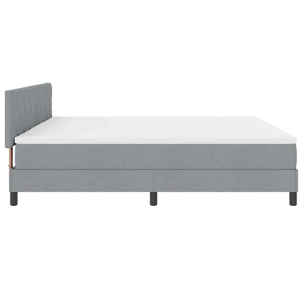 vidaXL Κρεβάτι box spring με στρώμα Ανοιχτό γκρι 200 x 200 cm ύφασμα
